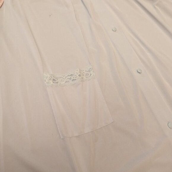 VINTAGE Shadow Line robe, light blue, nylon, rose details, size Large - Picture 10 of 13